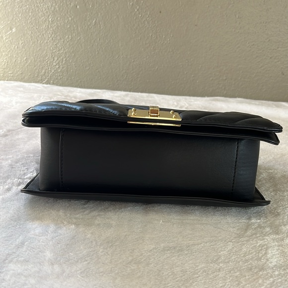 Karl Lagerfeld Bags Karl Lagerfeld Paris Lara Quilted Leather Shoulder Bag In Black Gold